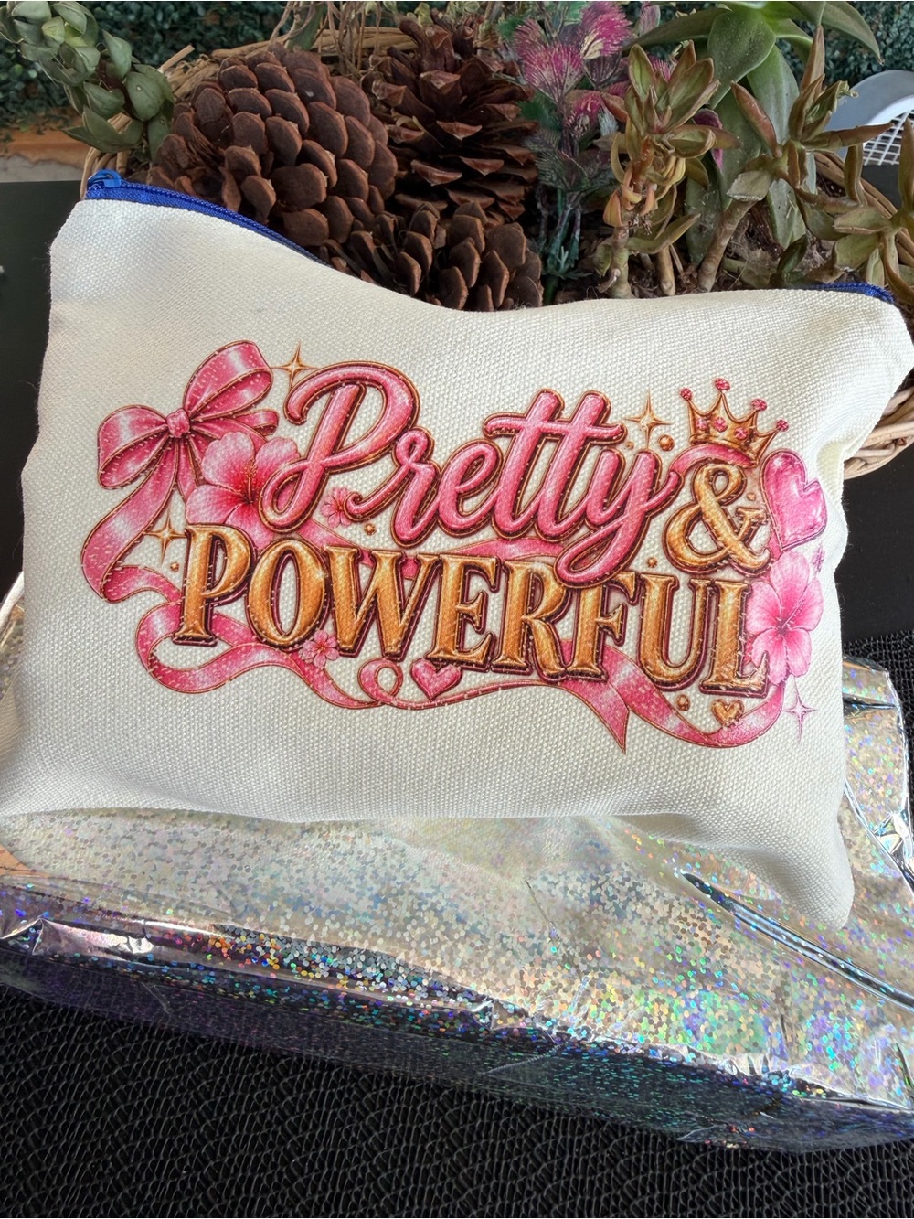 Pretty & Powerful Canvas Zipper Pouch
